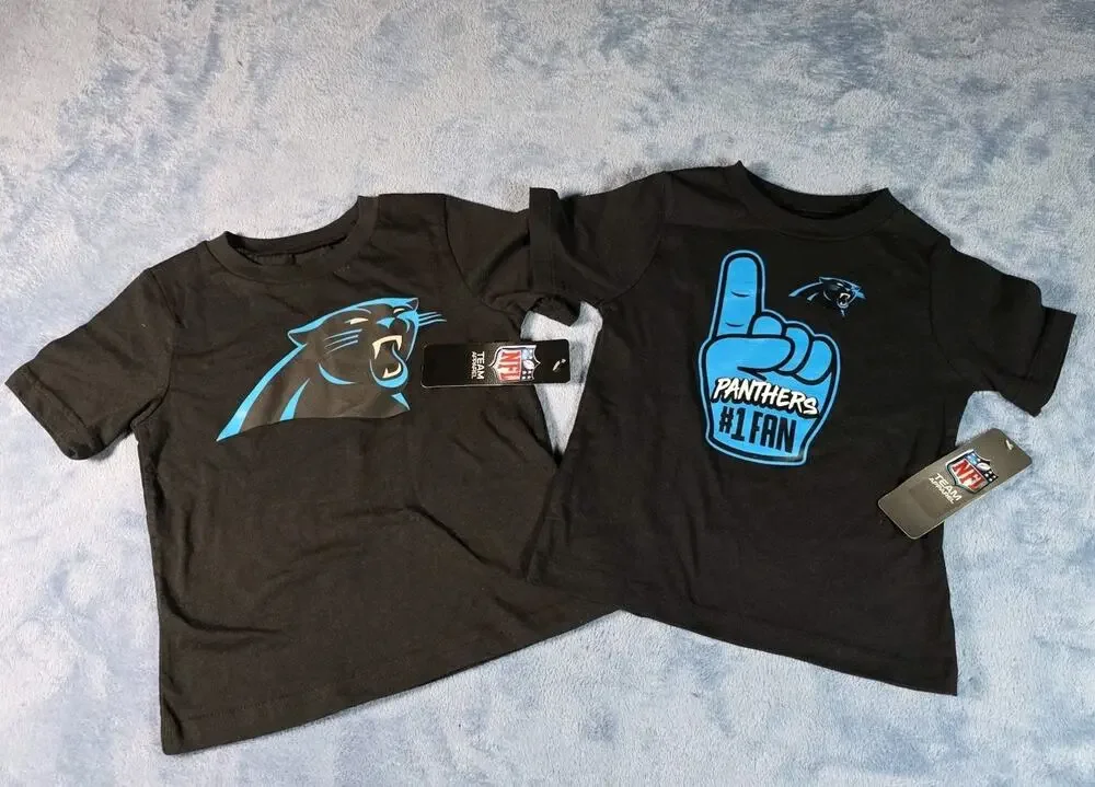 Carolina Panthers Toddler 3T Shirt Lot of 2 NFL Black Graphic Tees NWT